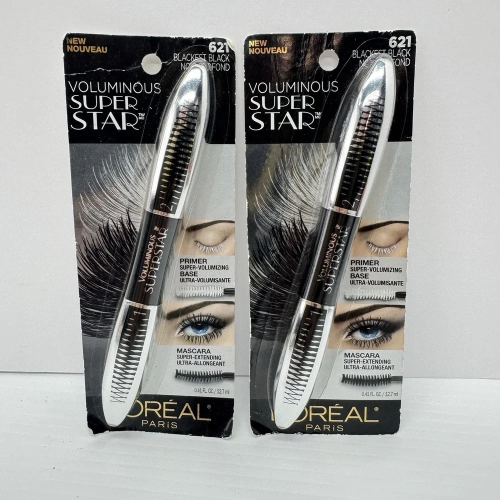 (2) Loreal Voluminous Super Star Mascara Sealed 0.41 fl oz 621 - Blackest Black